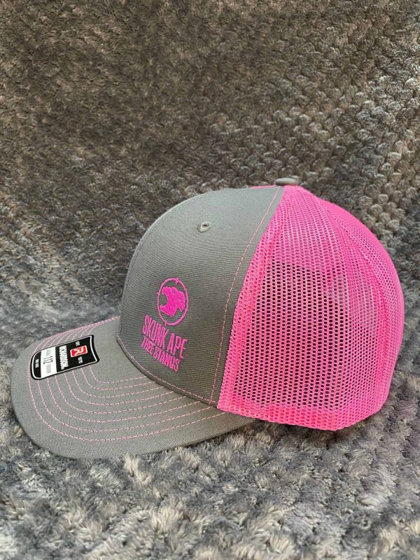 Charcoal & Pink Ladies Trucker Hat - Skunk Ape Tree Stands